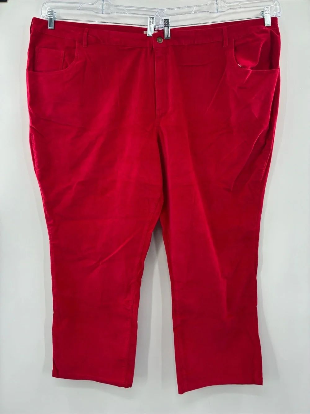 3For$20 WomanWithin Bold Velvet Red Stretch Pants size 34W NWOT